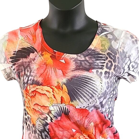 Style & Co Women’s Petite Short Sleeve Floral Animal Print Tee Shirt -Size Large - Picture 5 of 6